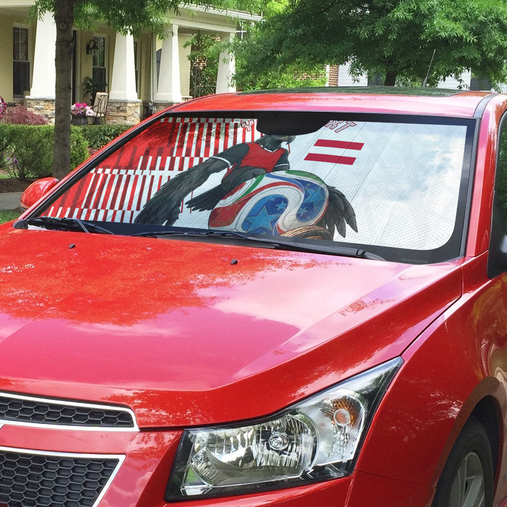 Personalized Austria Football Auto Sun Shade Unsere Burschen Striped Graphic With Action Player