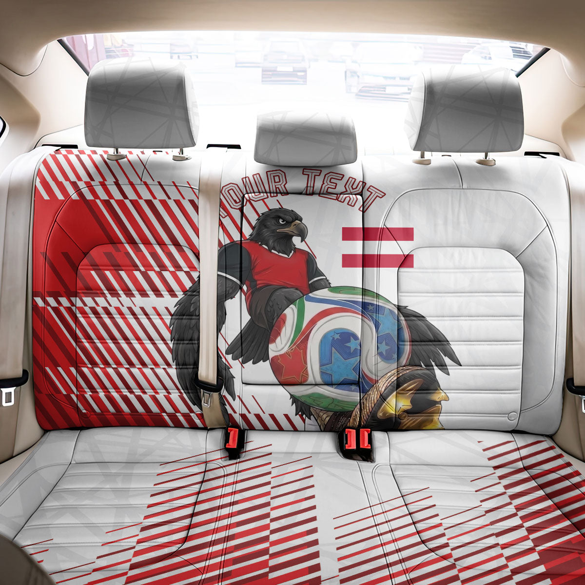 Personalized Austria Football Back Car Seat Cover Unsere Burschen Striped Graphic With Action Player