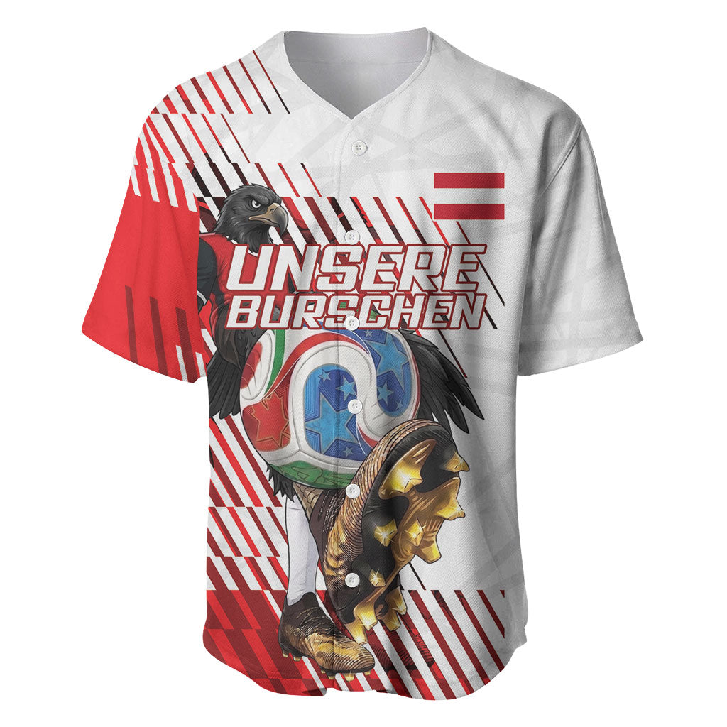 Personalized Austria Football Baseball Jersey Unsere Burschen Striped Graphic With Action Player