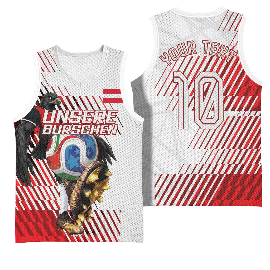 Personalized Austria Football Basketball Jersey Unsere Burschen Striped Graphic With Action Player