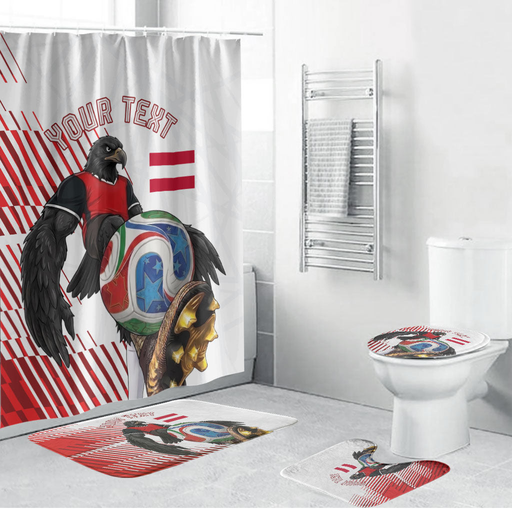 Personalized Austria Football Bathroom Set Unsere Burschen Striped Graphic With Action Player
