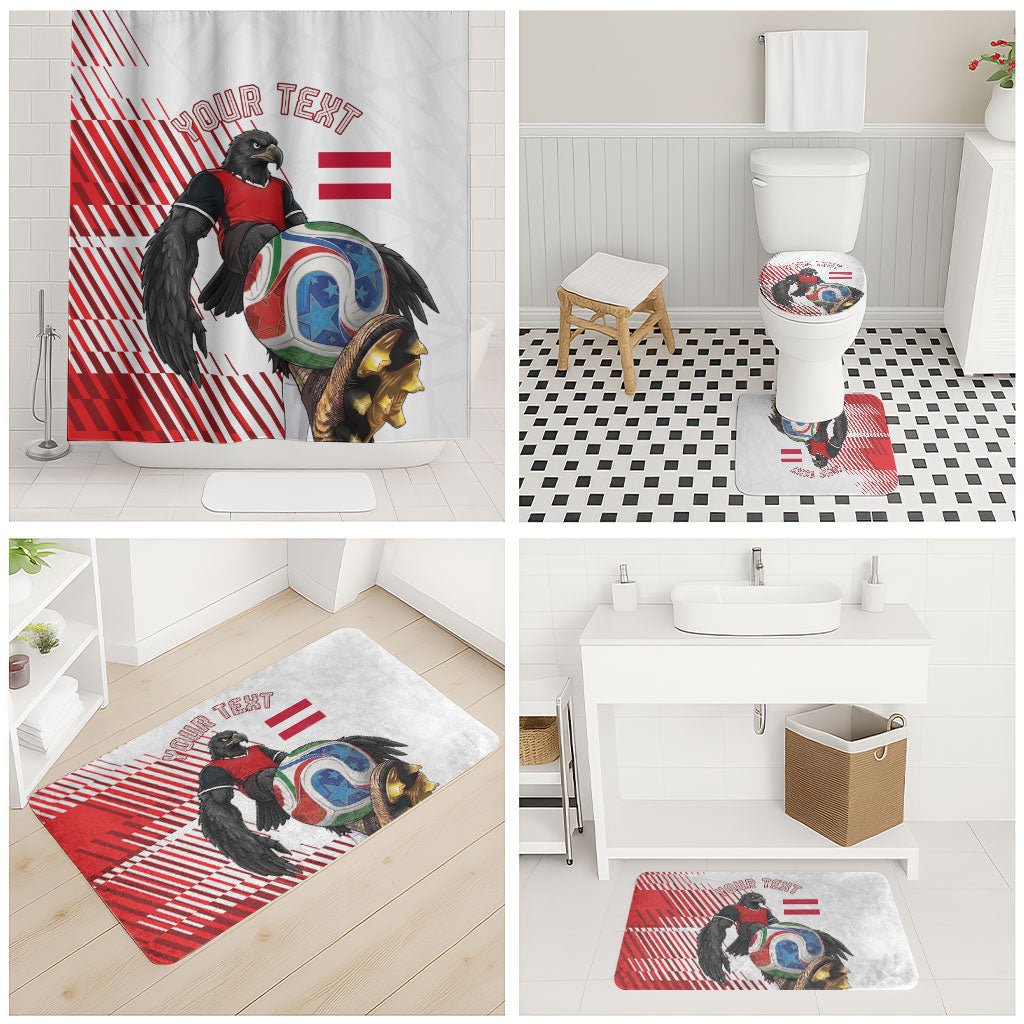 Personalized Austria Football Bathroom Set Unsere Burschen Striped Graphic With Action Player