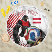 Personalized Austria Football Beach Blanket Unsere Burschen Striped Graphic With Action Player