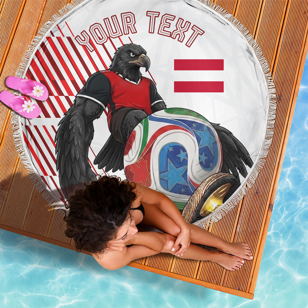 Personalized Austria Football Beach Blanket Unsere Burschen Striped Graphic With Action Player