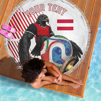 Personalized Austria Football Beach Blanket Unsere Burschen Striped Graphic With Action Player
