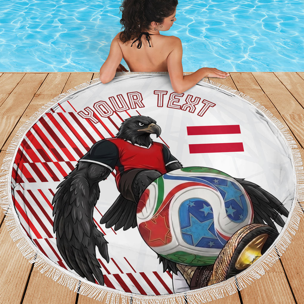 Personalized Austria Football Beach Blanket Unsere Burschen Striped Graphic With Action Player