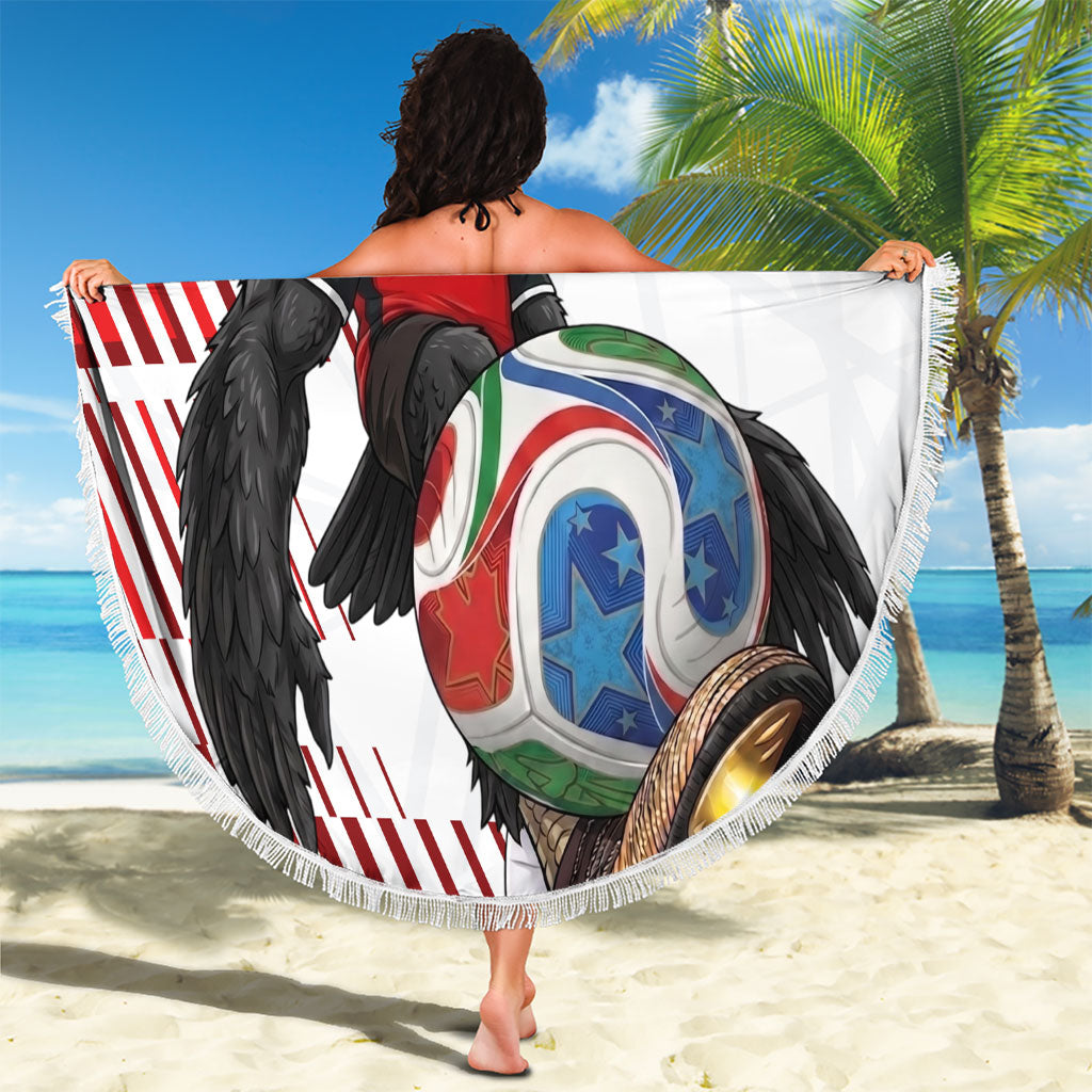 Personalized Austria Football Beach Blanket Unsere Burschen Striped Graphic With Action Player