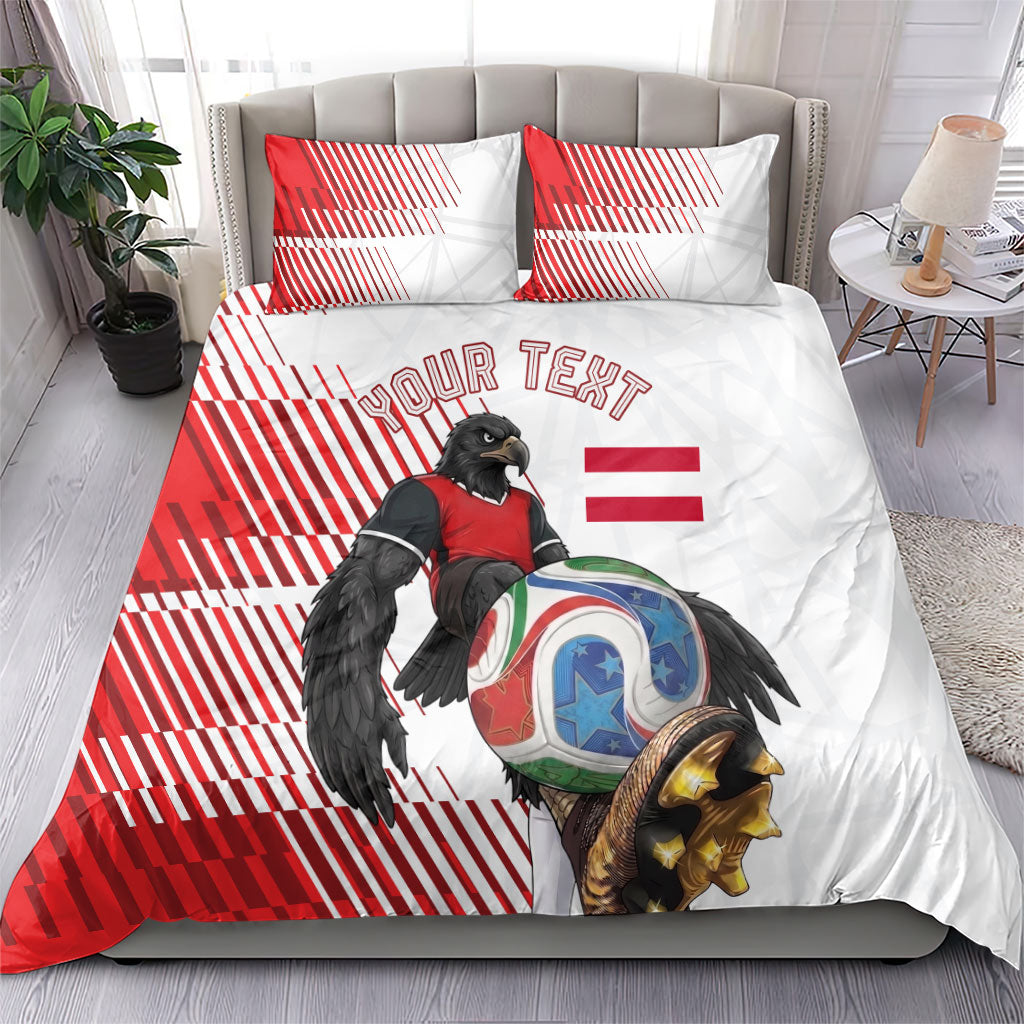 Personalized Austria Football Bedding Set Unsere Burschen Striped Graphic With Action Player