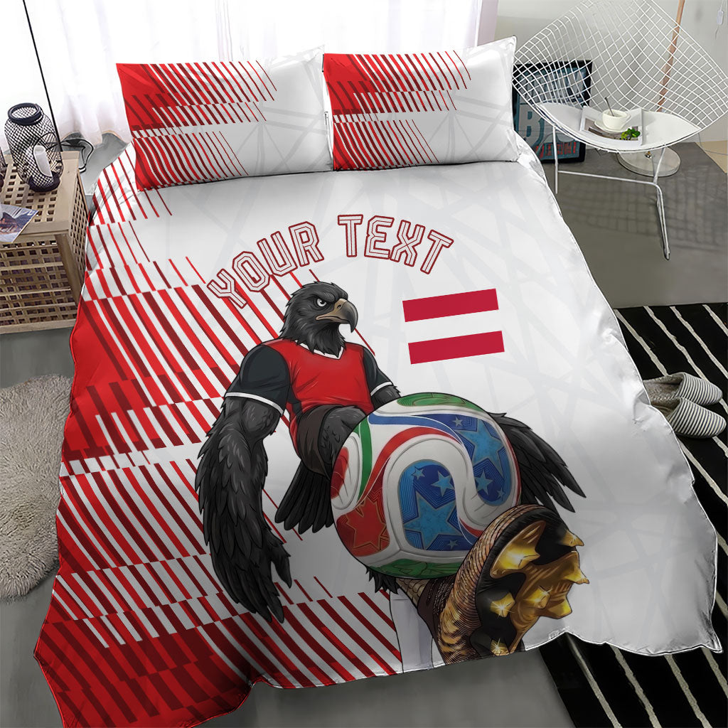 Personalized Austria Football Bedding Set Unsere Burschen Striped Graphic With Action Player