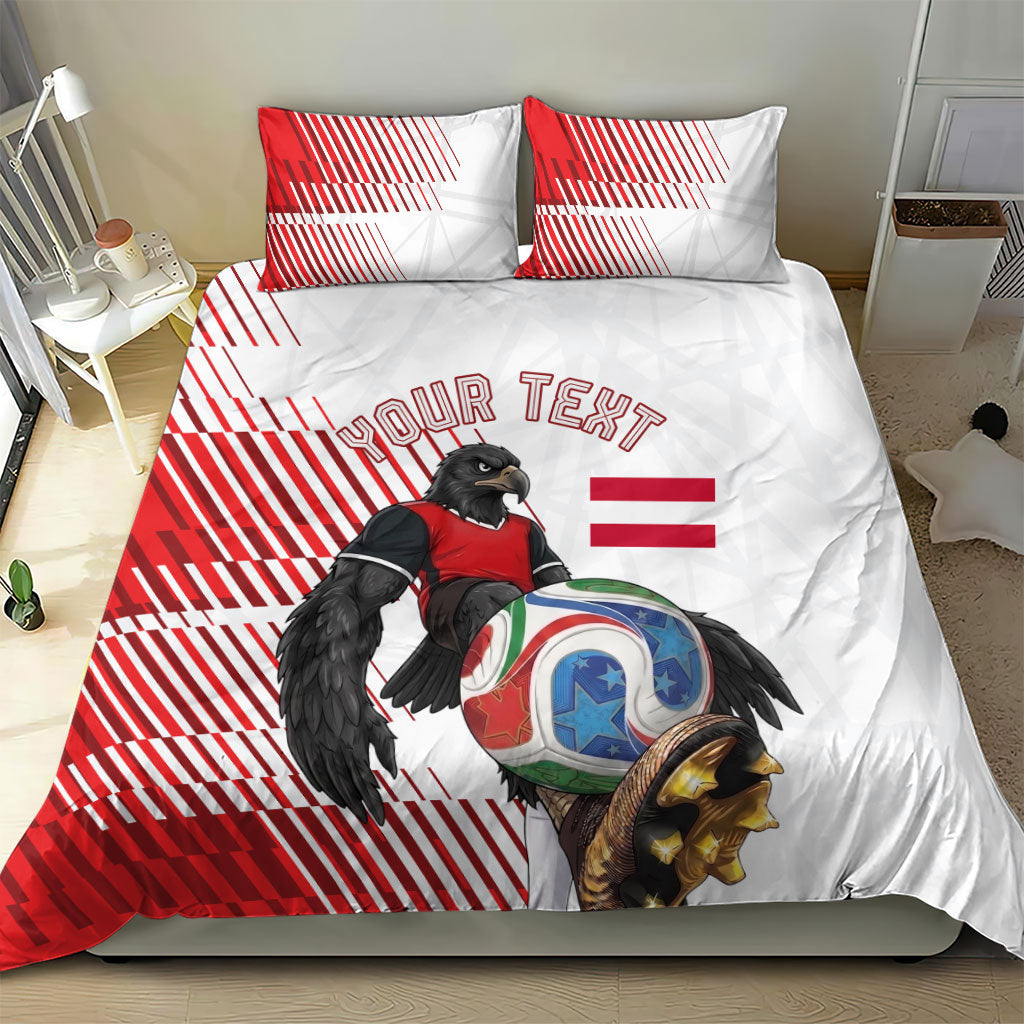 Personalized Austria Football Bedding Set Unsere Burschen Striped Graphic With Action Player