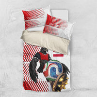 Personalized Austria Football Bedding Set Unsere Burschen Striped Graphic With Action Player