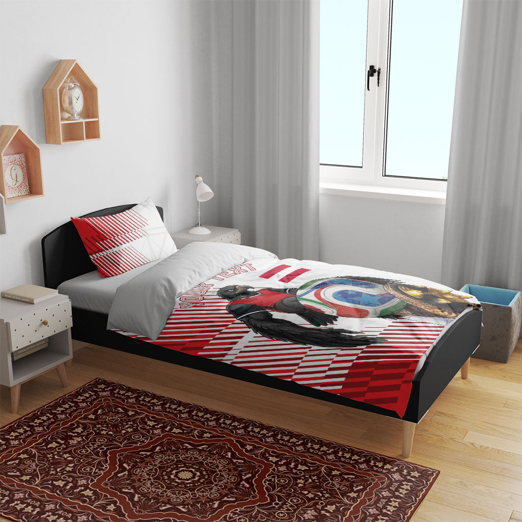Personalized Austria Football Bedding Set Unsere Burschen Striped Graphic With Action Player