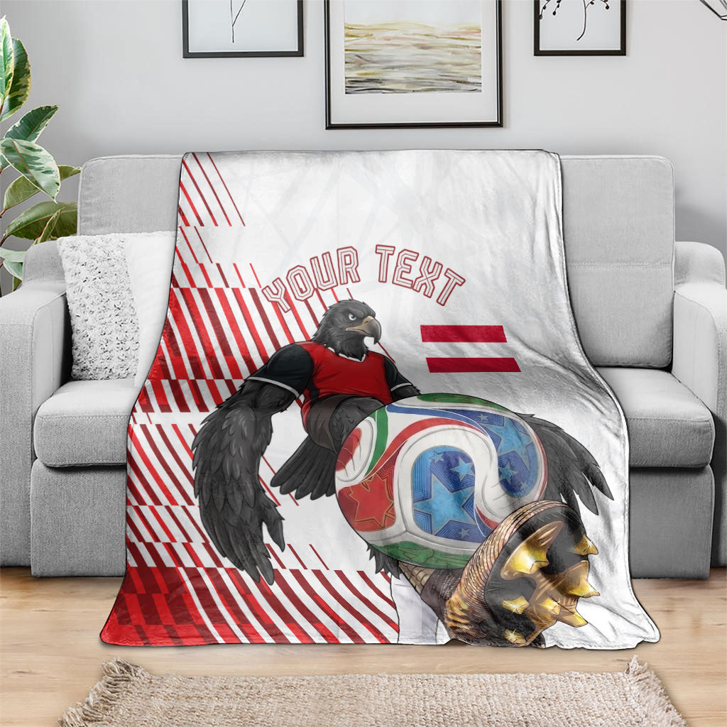 Personalized Austria Football Blanket Unsere Burschen Striped Graphic With Action Player