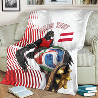 Personalized Austria Football Blanket Unsere Burschen Striped Graphic With Action Player