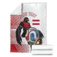 Personalized Austria Football Blanket Unsere Burschen Striped Graphic With Action Player