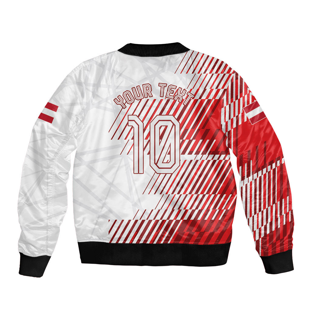 Personalized Austria Football Bomber Jacket Unsere Burschen Striped Graphic With Action Player