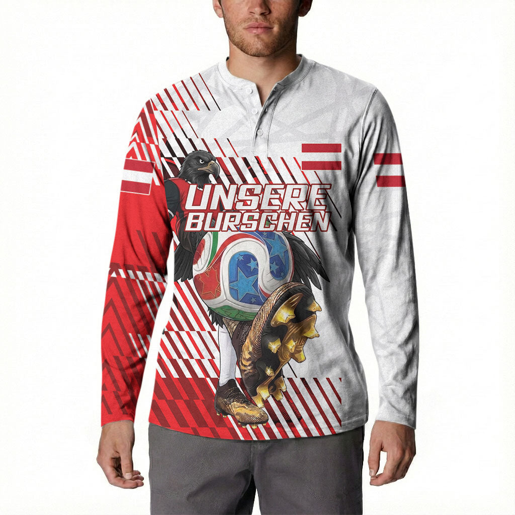 Personalized Austria Football Button Sweatshirt Unsere Burschen Striped Graphic With Action Player