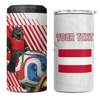 Personalized Austria Football 4 in 1 Can Cooler Tumbler Unsere Burschen Striped Graphic With Action Player