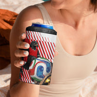 Personalized Austria Football 4 in 1 Can Cooler Tumbler Unsere Burschen Striped Graphic With Action Player