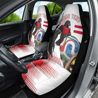 Personalized Austria Football Car Seat Cover Unsere Burschen Striped Graphic With Action Player