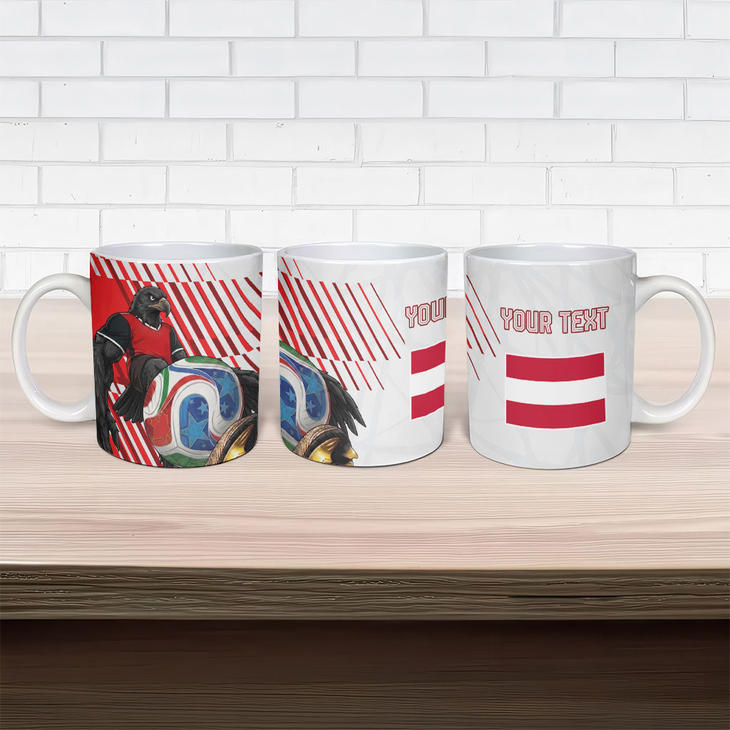 Personalized Austria Football Ceramic Mug Unsere Burschen Striped Graphic With Action Player