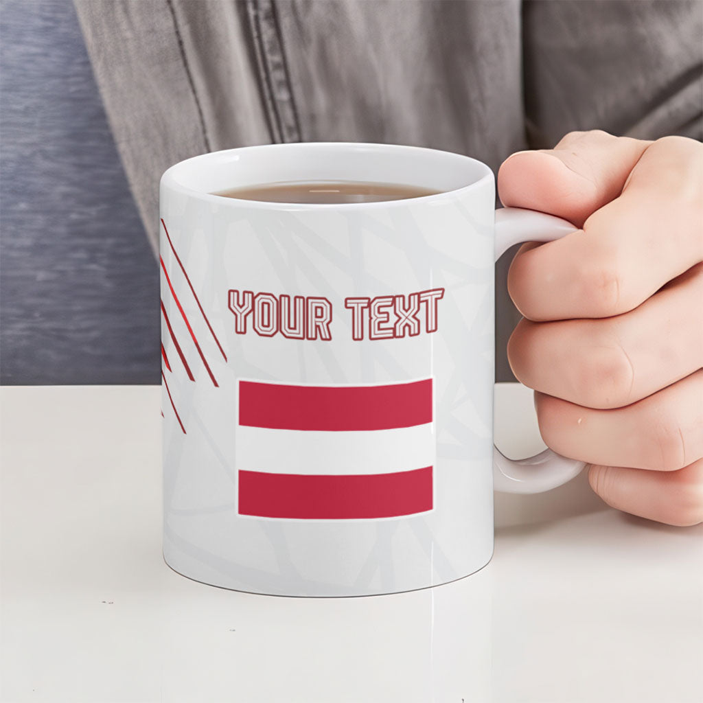 Personalized Austria Football Ceramic Mug Unsere Burschen Striped Graphic With Action Player