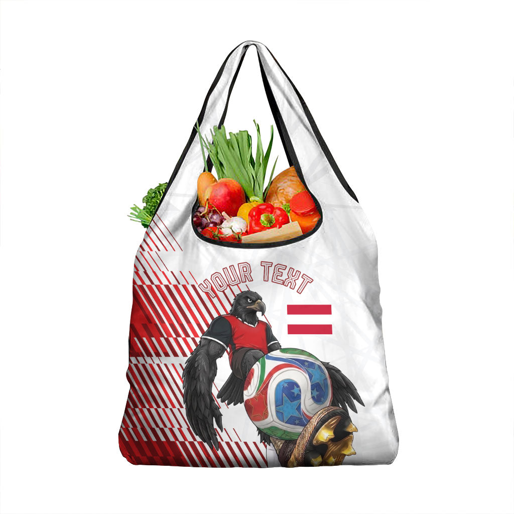 Personalized Austria Football Grocery Bag Unsere Burschen Striped Graphic With Action Player