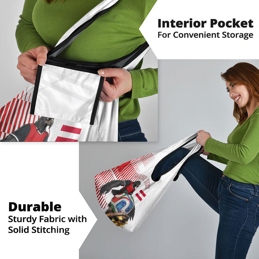 Personalized Austria Football Grocery Bag Unsere Burschen Striped Graphic With Action Player