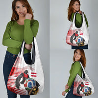 Personalized Austria Football Grocery Bag Unsere Burschen Striped Graphic With Action Player