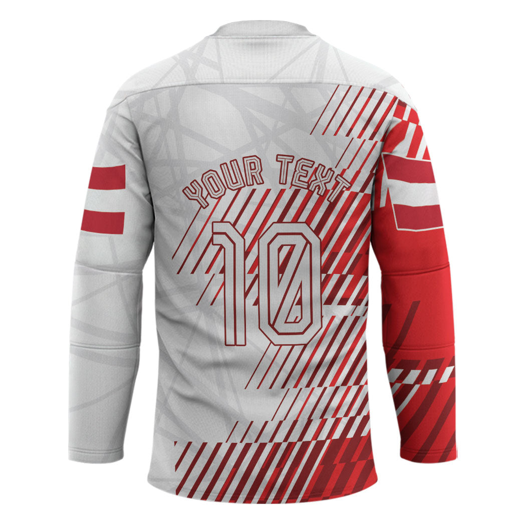 Personalized Austria Football Hockey Jersey Unsere Burschen Striped Graphic With Action Player
