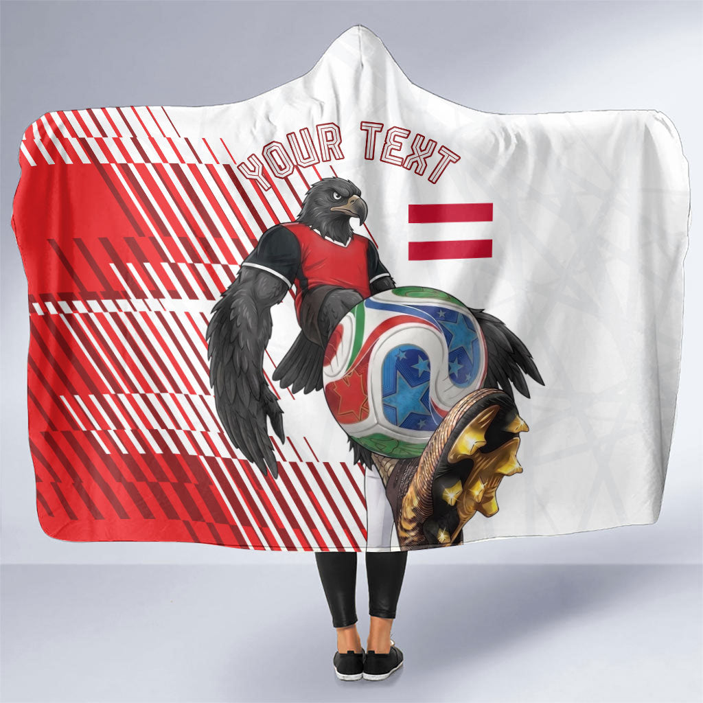 Personalized Austria Football Hooded Blanket Unsere Burschen Striped Graphic With Action Player