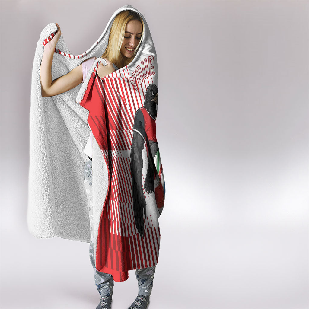 Personalized Austria Football Hooded Blanket Unsere Burschen Striped Graphic With Action Player