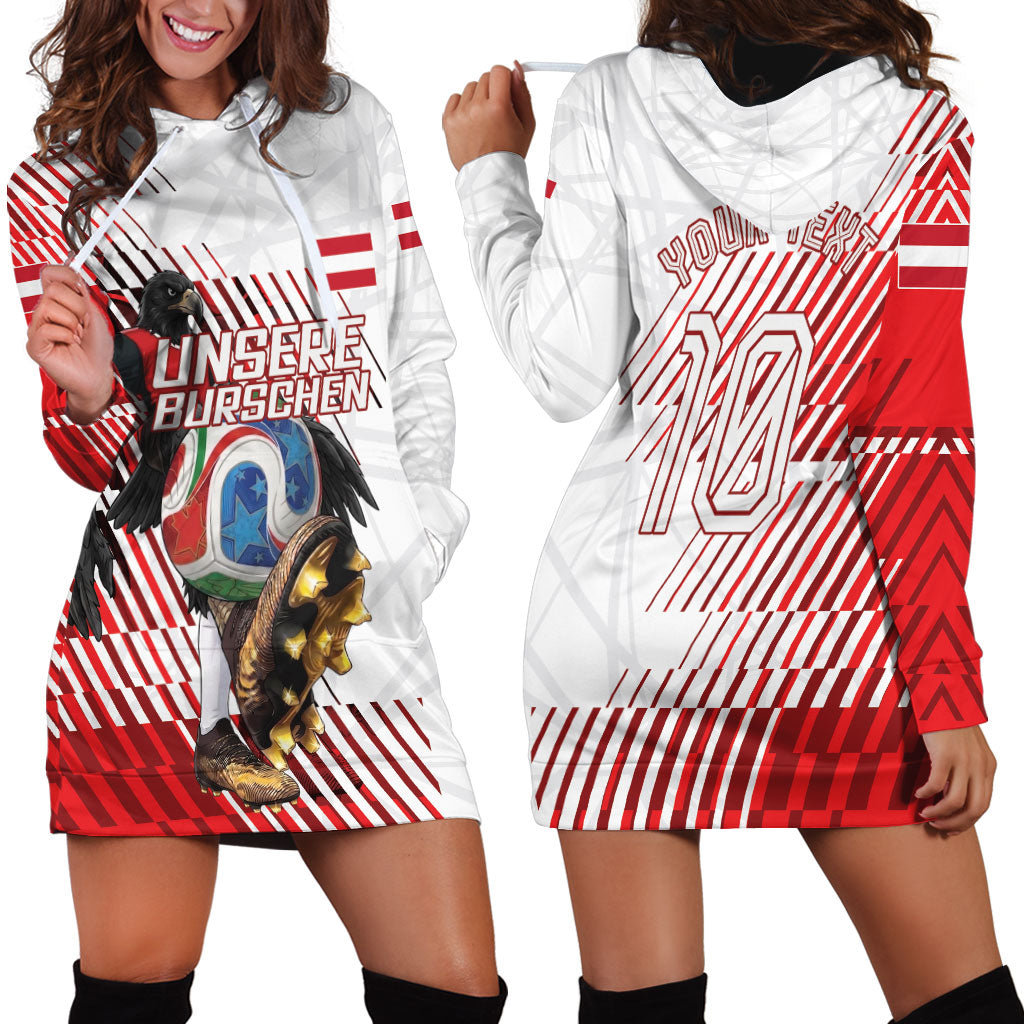 Personalized Austria Football Hoodie Dress Unsere Burschen Striped Graphic With Action Player