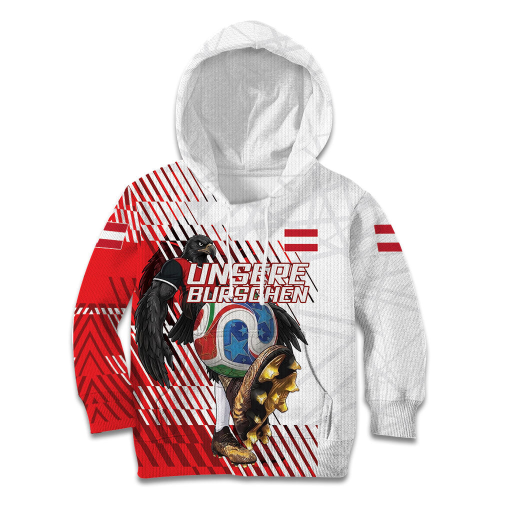 Personalized Austria Football Kid Hoodie Unsere Burschen Striped Graphic With Action Player