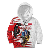 Personalized Austria Football Kid Hoodie Unsere Burschen Striped Graphic With Action Player