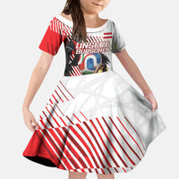 Personalized Austria Football Kid Short Sleeve Dress Unsere Burschen Striped Graphic With Action Player
