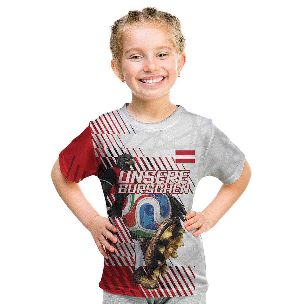 Personalized Austria Football Kid T Shirt Unsere Burschen Striped Graphic With Action Player