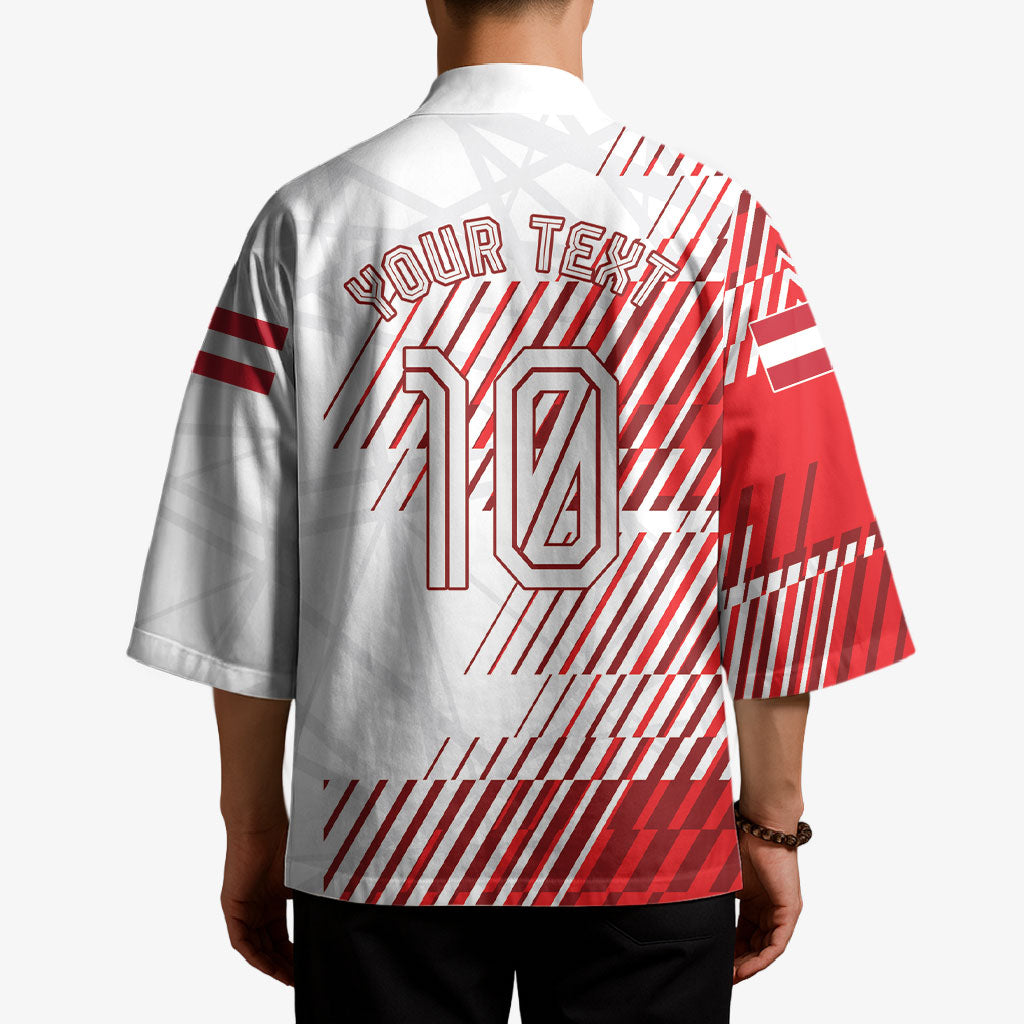 Personalized Austria Football Kimono Unsere Burschen Striped Graphic With Action Player