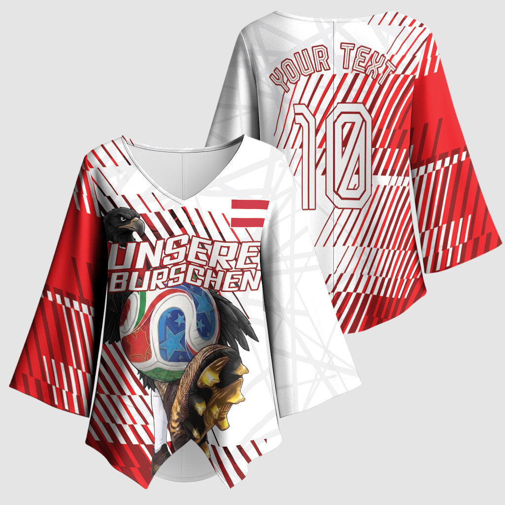 Personalized Austria Football Kimono Sleeve Blouse Unsere Burschen Striped Graphic With Action Player