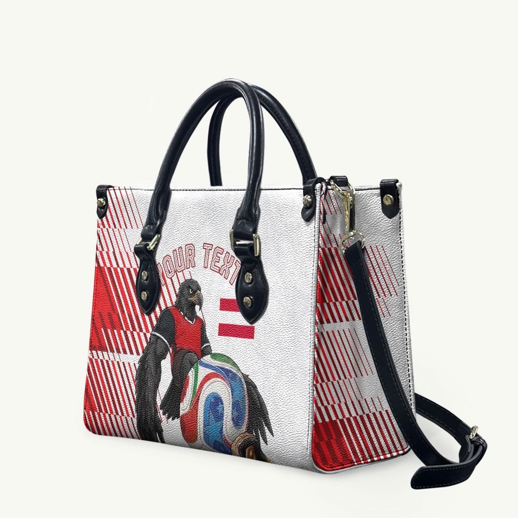 Personalized Austria Football Leather Bag Unsere Burschen Striped Graphic With Action Player