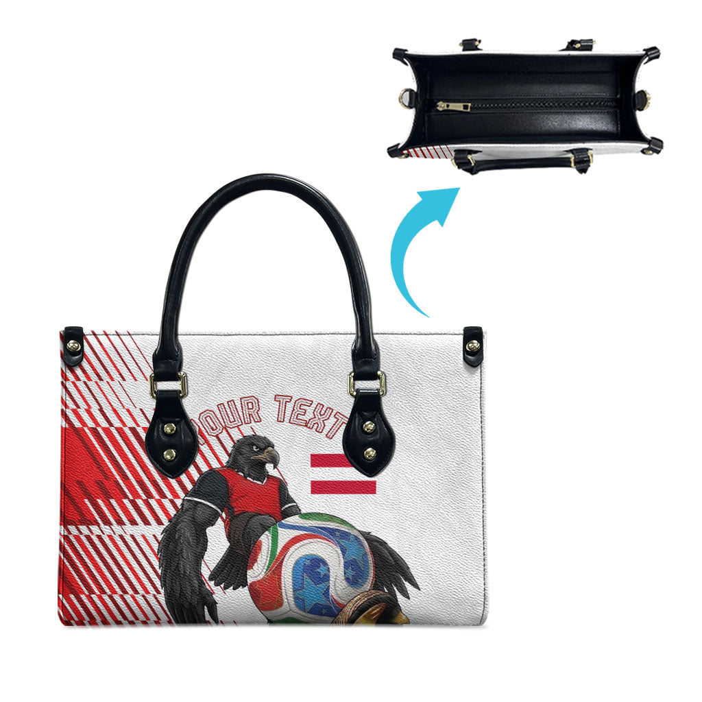 Personalized Austria Football Leather Bag Unsere Burschen Striped Graphic With Action Player