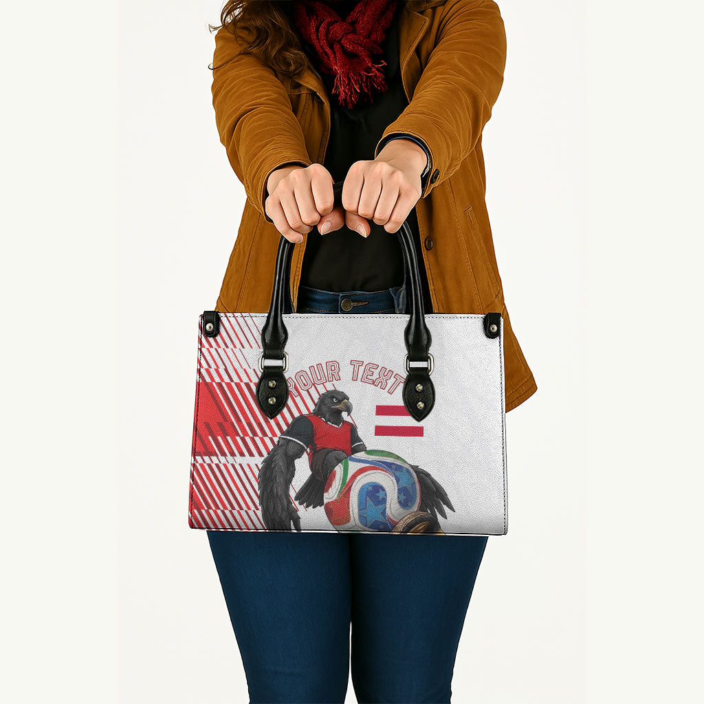 Personalized Austria Football Leather Bag Unsere Burschen Striped Graphic With Action Player