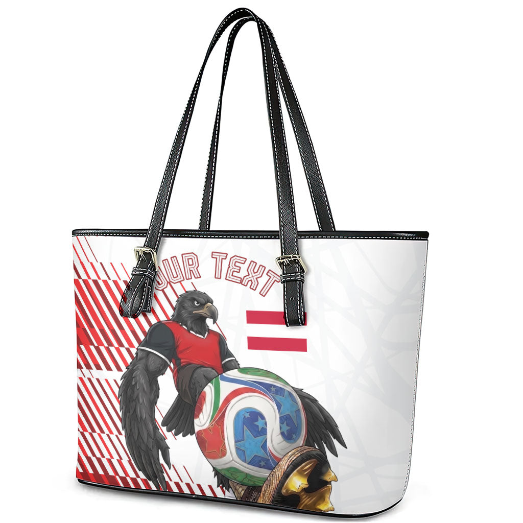 Personalized Austria Football Leather Tote Bag Unsere Burschen Striped Graphic With Action Player
