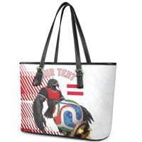 Personalized Austria Football Leather Tote Bag Unsere Burschen Striped Graphic With Action Player