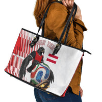 Personalized Austria Football Leather Tote Bag Unsere Burschen Striped Graphic With Action Player