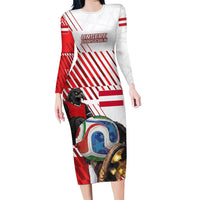 Personalized Austria Football Long Sleeve Bodycon Dress Unsere Burschen Striped Graphic With Action Player