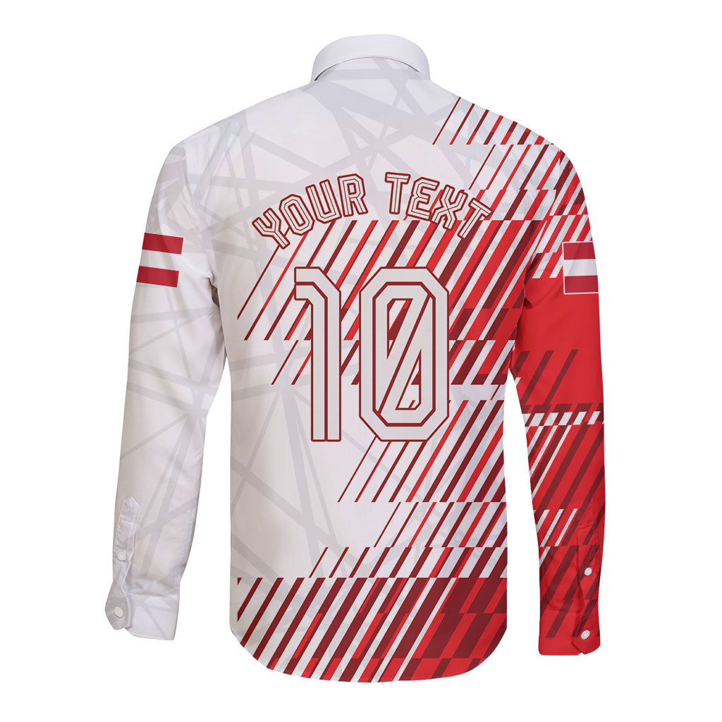 Personalized Austria Football Long Sleeve Button Shirt Unsere Burschen Striped Graphic With Action Player