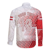 Personalized Austria Football Long Sleeve Button Shirt Unsere Burschen Striped Graphic With Action Player