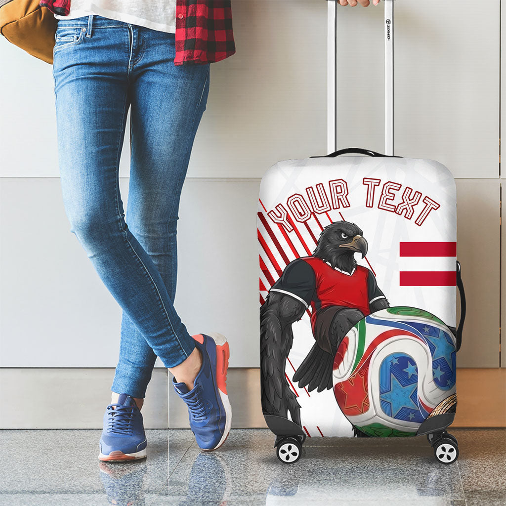 Personalized Austria Football Luggage Cover Unsere Burschen Striped Graphic With Action Player
