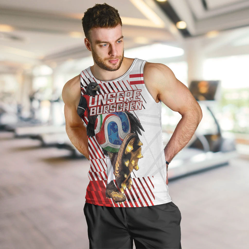Personalized Austria Football Men Tank Top Unsere Burschen Striped Graphic With Action Player